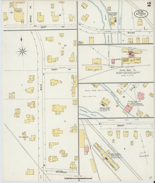 Sanborn Fire Insurance Map from Avoca, Steuben County, New York (1898), Sheet #0002 - Historic Sanborn Fire Insurance Map Print, vintage old map wall art, antique decor, genealogy gift, New York New York map