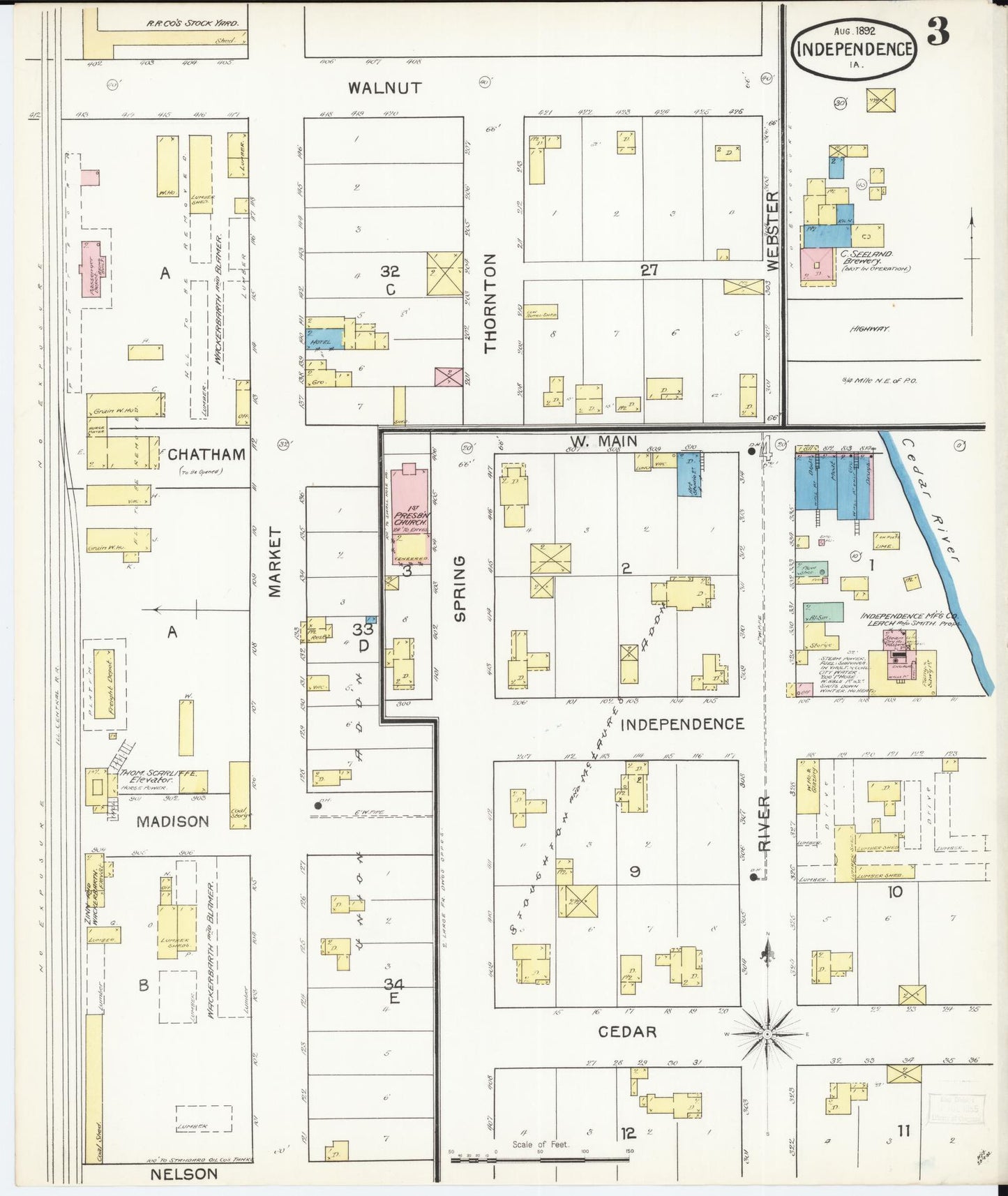 Sanborn Fire Insurance Map from Independence, Buchanan County, Iowa (1892), Sheet #0003 - Historic Sanborn Fire Insurance Map Print, vintage old map wall art