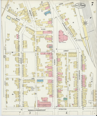 Sanborn Fire Insurance Map from Phillipsburg, Warren County, New Jersey (1897), Sheet #0007 - Complete Map Set gallery image, historic Sanborn map, vintage wall art, New Jersey New Jersey