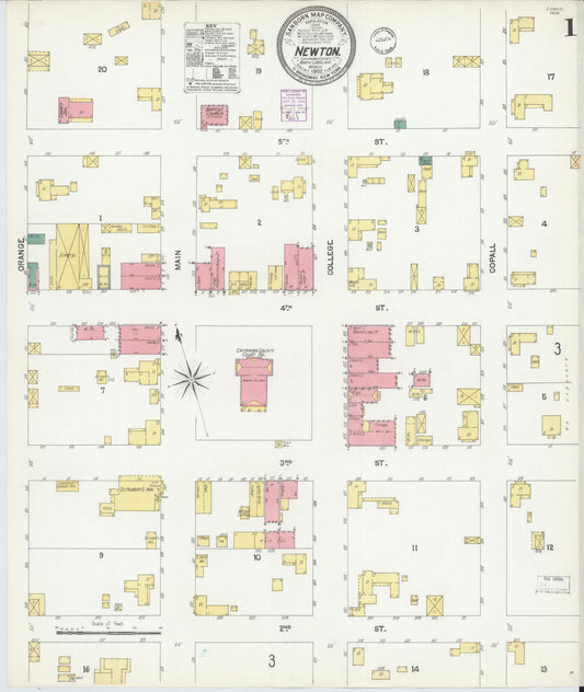 Sanborn Fire Insurance Map from Newton, Catawba County, North Carolina (1902), Sheet #0001 - Complete Map Set gallery image, historic Sanborn map, vintage wall art, North Carolina North Carolina