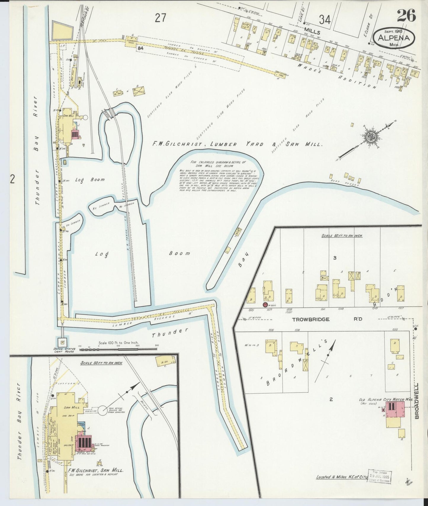 Sanborn Fire Insurance Map from Alpena, Alpena County, Michigan (1910), Sheet #0026 - Complete Map Set gallery image, historic Sanborn map, vintage wall art, Michigan Michigan
