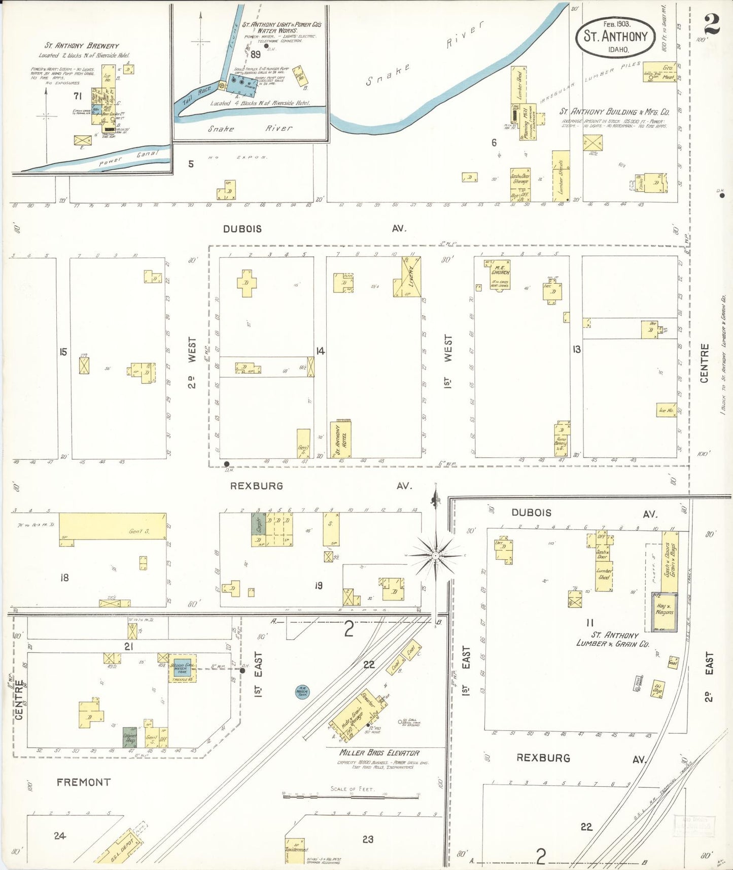 Sanborn Fire Insurance Map from Saint Anthony, Fremont County, Idaho (1903), Sheet #0002 - Historic Sanborn Fire Insurance Map Print, vintage old map wall art, antique decor, genealogy gift, Idaho Idaho map