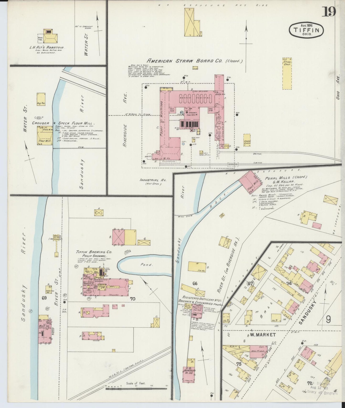 Sanborn Fire Insurance Map from Tiffin, Seneca County, Ohio (1896), Sheet #0019 - Complete Map Set gallery image, historic Sanborn map, vintage wall art, Ohio Ohio