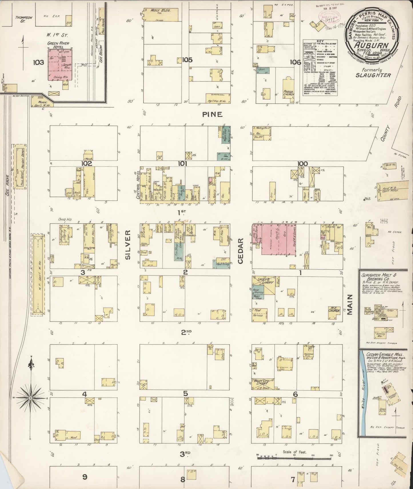 Sanborn Fire Insurance Map from Auburn [see also Slaughter], King County, Washington. (1894) – Historic Sanborn Fire Insurance Map Print