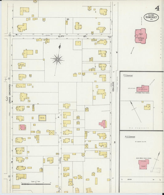 Sanborn Fire Insurance Map from Somerset, Pulaski County, Kentucky (1903), Sheet #0004 - Historic Sanborn Fire Insurance Map Print, vintage old map wall art, antique decor, genealogy gift, Kentucky Kentucky map