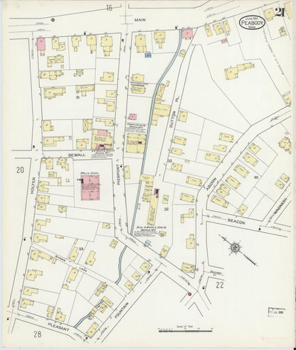 Sanborn Fire Insurance Map from Peabody, Essex County, Massachusetts (1914), Sheet #0021 - Complete Map Set gallery image, historic Sanborn map, vintage wall art, Massachusetts Massachusetts