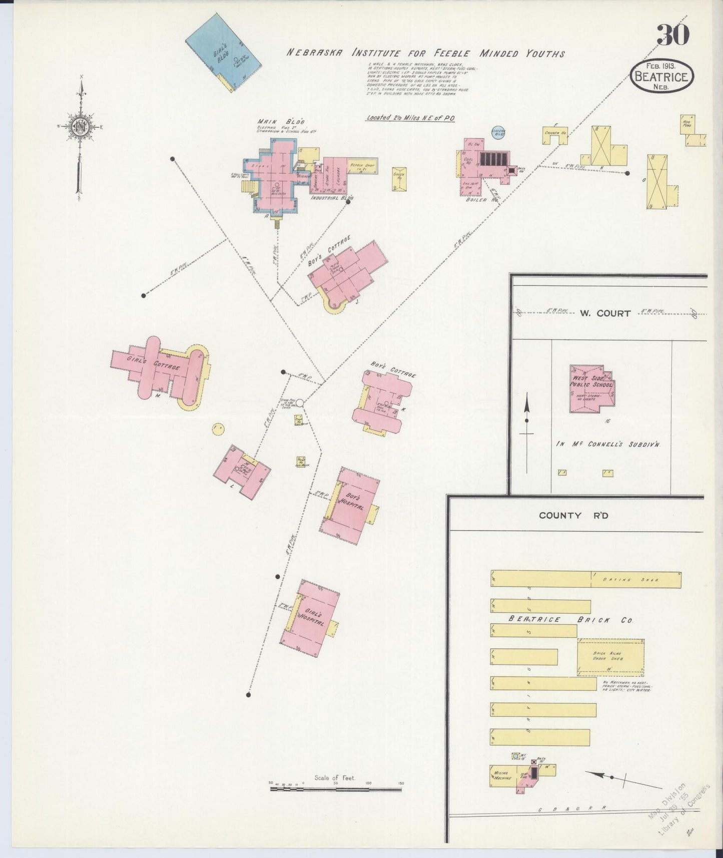 Sanborn Fire Insurance Map from Beatrice, Gage County, Nebraska (1913), Sheet #0030 - Complete Map Set gallery image, historic Sanborn map, vintage wall art, Nebraska Nebraska