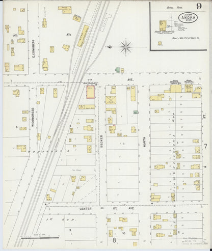 Sanborn Fire Insurance Map from Anoka, Anoka County, Minnesota (1898), Sheet #0009 - Complete Map Set gallery image, historic Sanborn map, vintage wall art, Minnesota Minnesota
