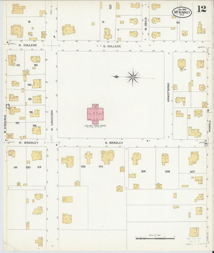 Sanborn Fire Insurance Map from McKinney, Collin County, Texas (1908), Sheet #0012 - Complete Map Set gallery image, historic Sanborn map, vintage wall art, Texas Texas