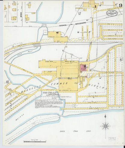 Sanborn Fire Insurance Map from Cadillac, Wexford County, Michigan (1900), Sheet #0009 - Complete Map Set gallery image, historic Sanborn map, vintage wall art, Michigan Michigan