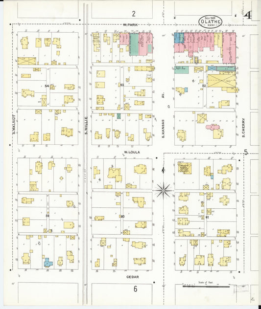 Sanborn Fire Insurance Map from Olathe, Johnson County, Kansas (1905), Sheet #0004 - Historic Sanborn Fire Insurance Map Print, vintage old map wall art, antique decor, genealogy gift, Kansas Kansas map
