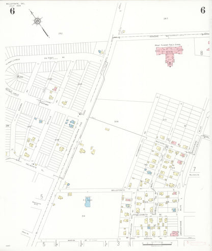 Sanborn Fire Insurance Map from Bellefonte, New Castle County, Delaware (1936), Sheet #0006 - Complete Map Set gallery image, historic Sanborn map, vintage wall art, Delaware Delaware
