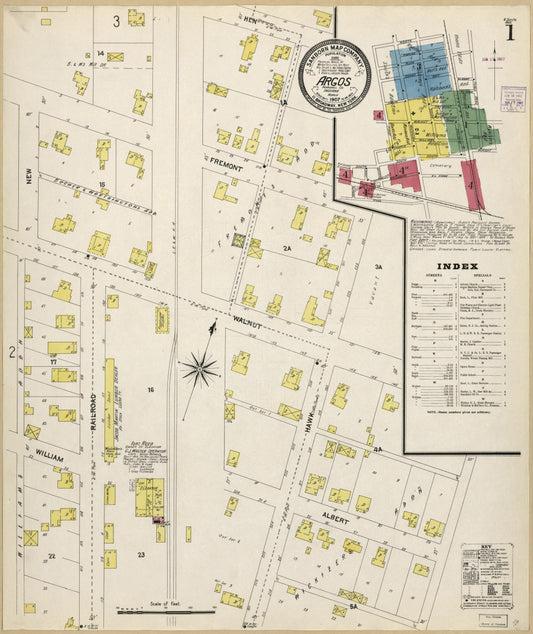 Sanborn Fire Insurance Map from Argos, Marshall County, Indiana. (1907) – Historic Sanborn Fire Insurance Map Print