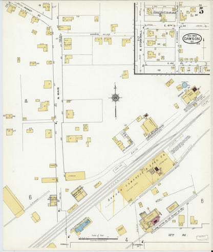 Sanborn Fire Insurance Map from Dawson, Terrell County, Georgia (1920), Sheet #0005 - Complete Map Set gallery image, historic Sanborn map, vintage wall art, Georgia Georgia