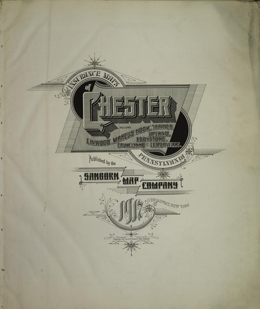 Sanborn Fire Insurance Map from Chester, Delaware County, Pennsylvania (1917), Sheet #0001 - Historic Sanborn Fire Insurance Map Print, vintage old map wall art, antique decor, genealogy gift, Pennsylvania Pennsylvania map