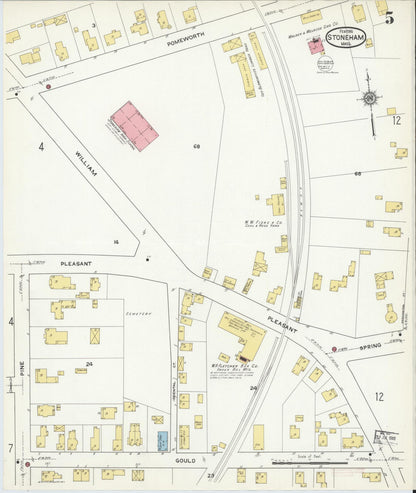 Sanborn Fire Insurance Map from Stoneham, Middlesex County, Massachusetts (1916), Sheet #0005 - Historic Sanborn Fire Insurance Map Print, vintage old map wall art, antique decor, genealogy gift, Massachusetts Massachusetts map