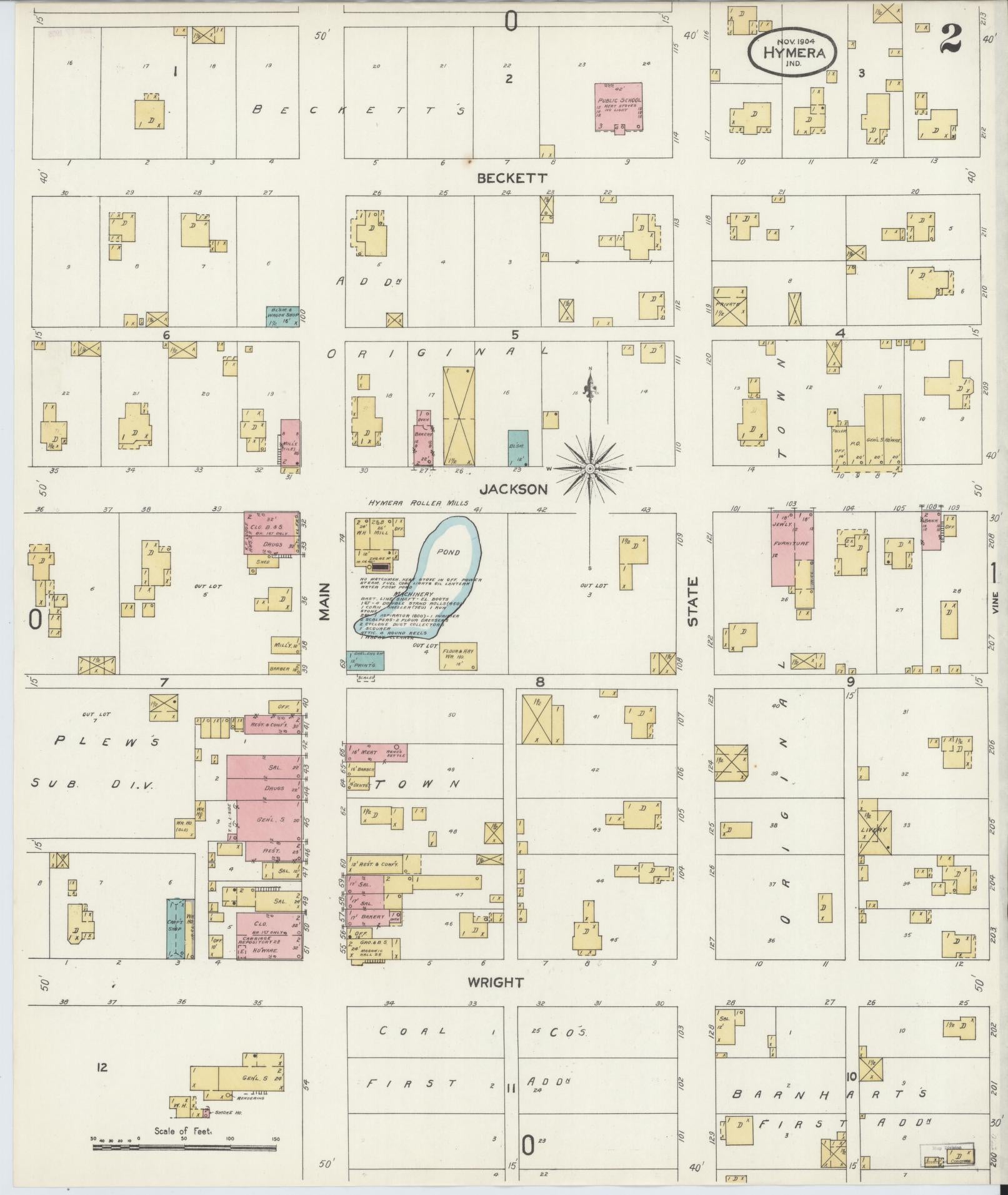 Sanborn Fire Insurance Map from Hymera, Sullivan County, Indiana (1904), Sheet #0002 - Complete Map Set gallery image, historic Sanborn map, vintage wall art, Indiana Indiana