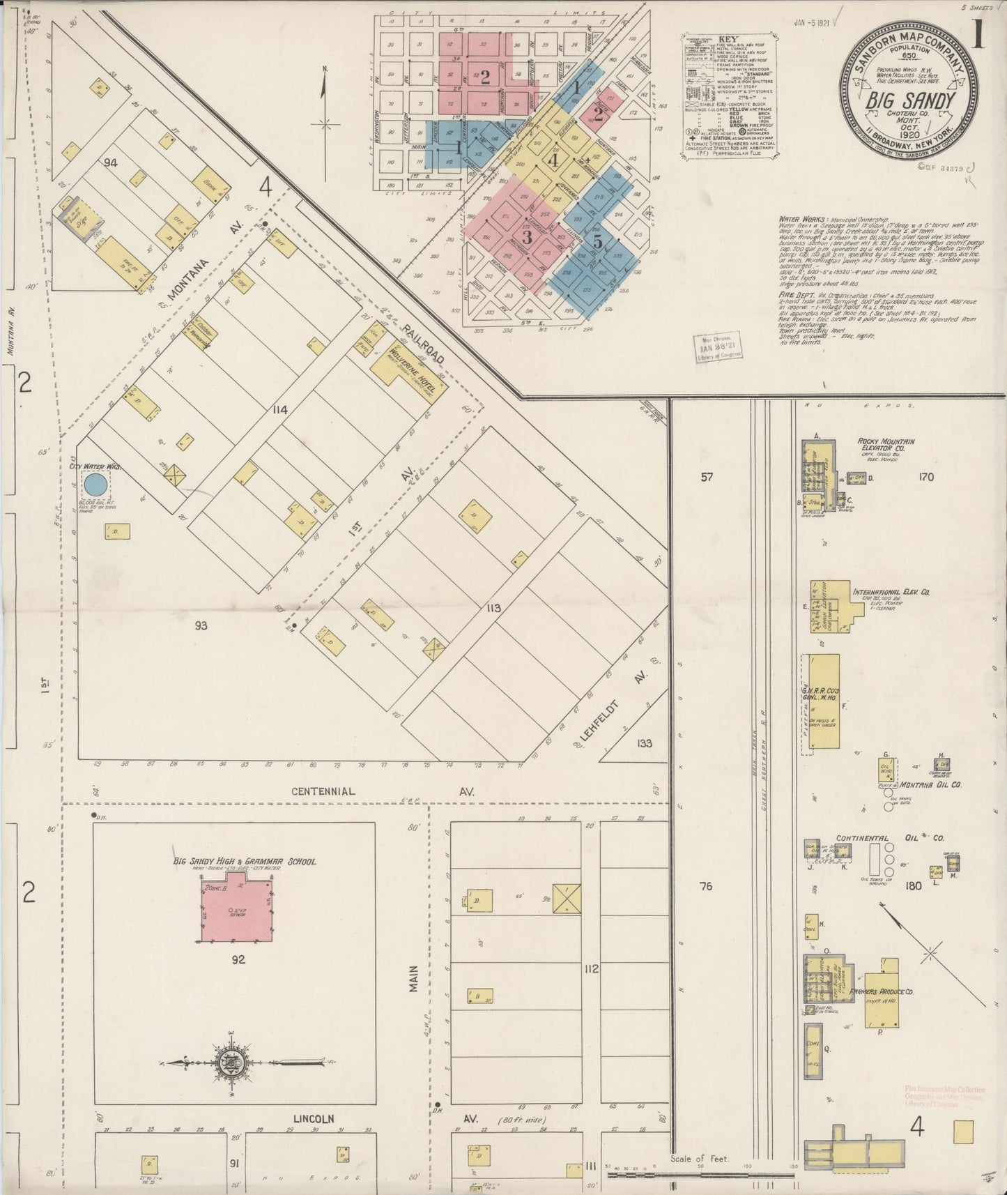 Sanborn Fire Insurance Map from Big Sandy, Chouteau County, Montana (1920), Sheet #0001 - Complete Map Set gallery image, historic Sanborn map, vintage wall art, Montana Montana
