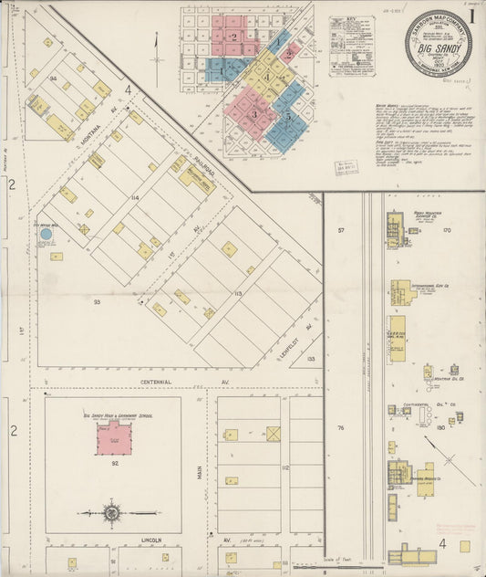 Sanborn Fire Insurance Map from Big Sandy, Chouteau County, Montana (1920), Sheet #0001 - Complete Map Set gallery image, historic Sanborn map, vintage wall art, Montana Montana
