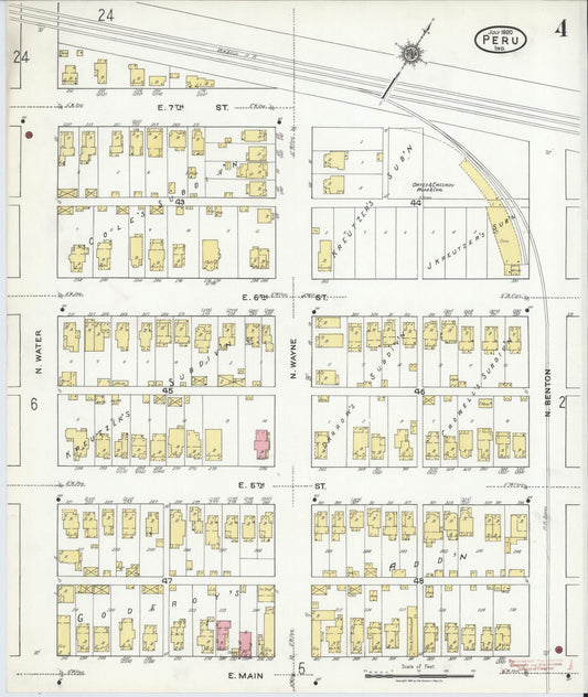 Sanborn Fire Insurance Map from Peru, Miami County, Indiana (1920), Sheet #0004 - Historic Sanborn Fire Insurance Map Print, vintage old map wall art, antique decor, genealogy gift, Indiana Indiana map