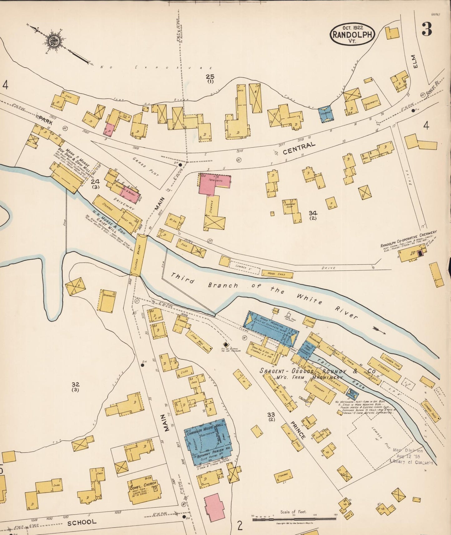 Sanborn Fire Insurance Map from Randolph, Orange County, Vermont (1922), Sheet #0003 - Complete Map Set gallery image, historic Sanborn map, vintage wall art, Vermont Vermont