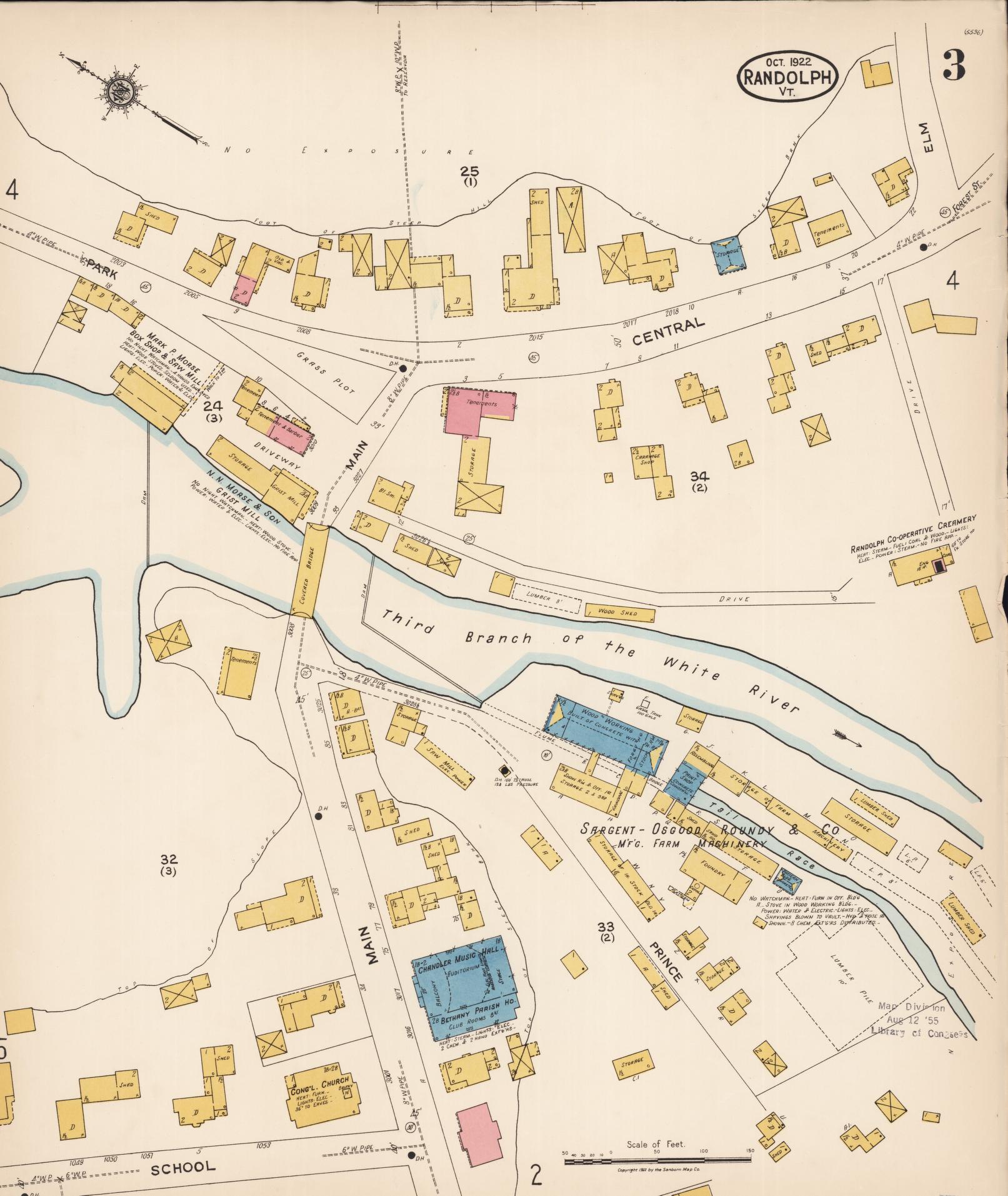 Sanborn Fire Insurance Map from Randolph, Orange County, Vermont (1922), Sheet #0003 - Complete Map Set gallery image, historic Sanborn map, vintage wall art, Vermont Vermont
