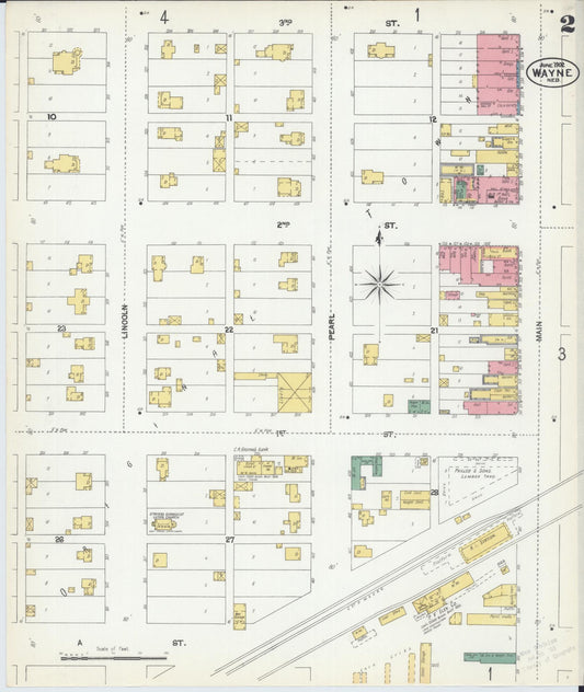 Sanborn Fire Insurance Map from Wayne, Wayne County, Nebraska (1902), Sheet #0002 - Historic Sanborn Fire Insurance Map Print, vintage old map wall art, antique decor, genealogy gift, Nebraska Nebraska map