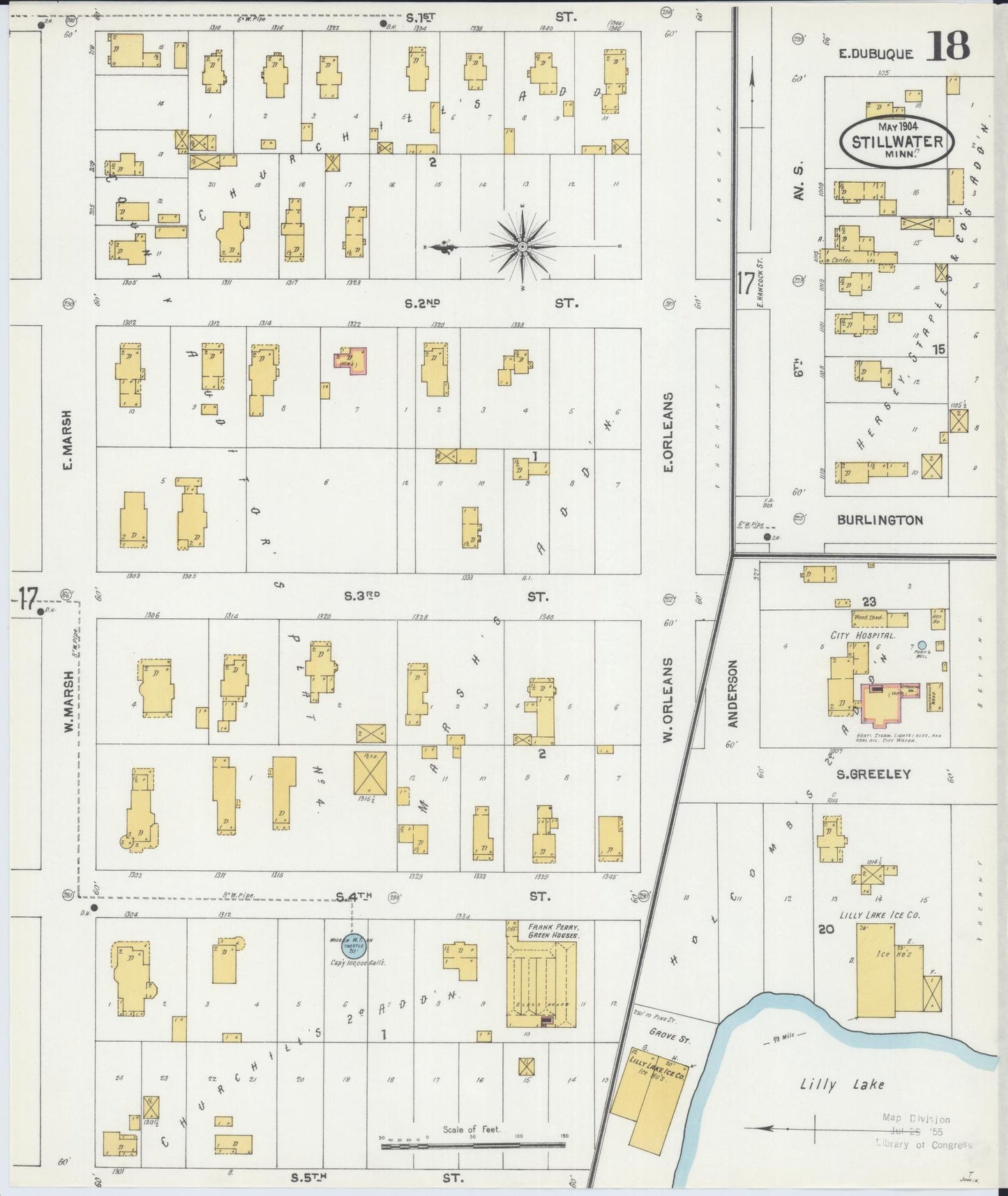 Sanborn Fire Insurance Map from Stillwater, Washington County, Minnesota (1904), Sheet #0018 - Historic Sanborn Fire Insurance Map Print, vintage old map wall art, antique decor, genealogy gift, Minnesota Minnesota map
