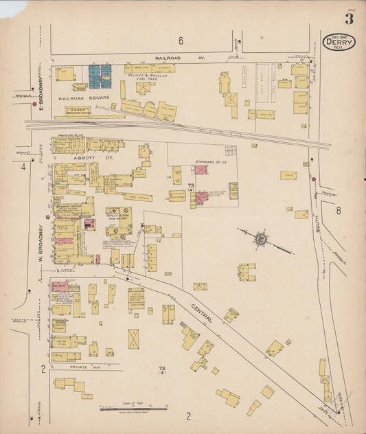 Sanborn Fire Insurance Map from Derry, Rockingham County, New Hampshire (1921), Sheet #0003 - Historic Sanborn Fire Insurance Map Print, vintage old map wall art, antique decor, genealogy gift, New Hampshire New Hampshire map