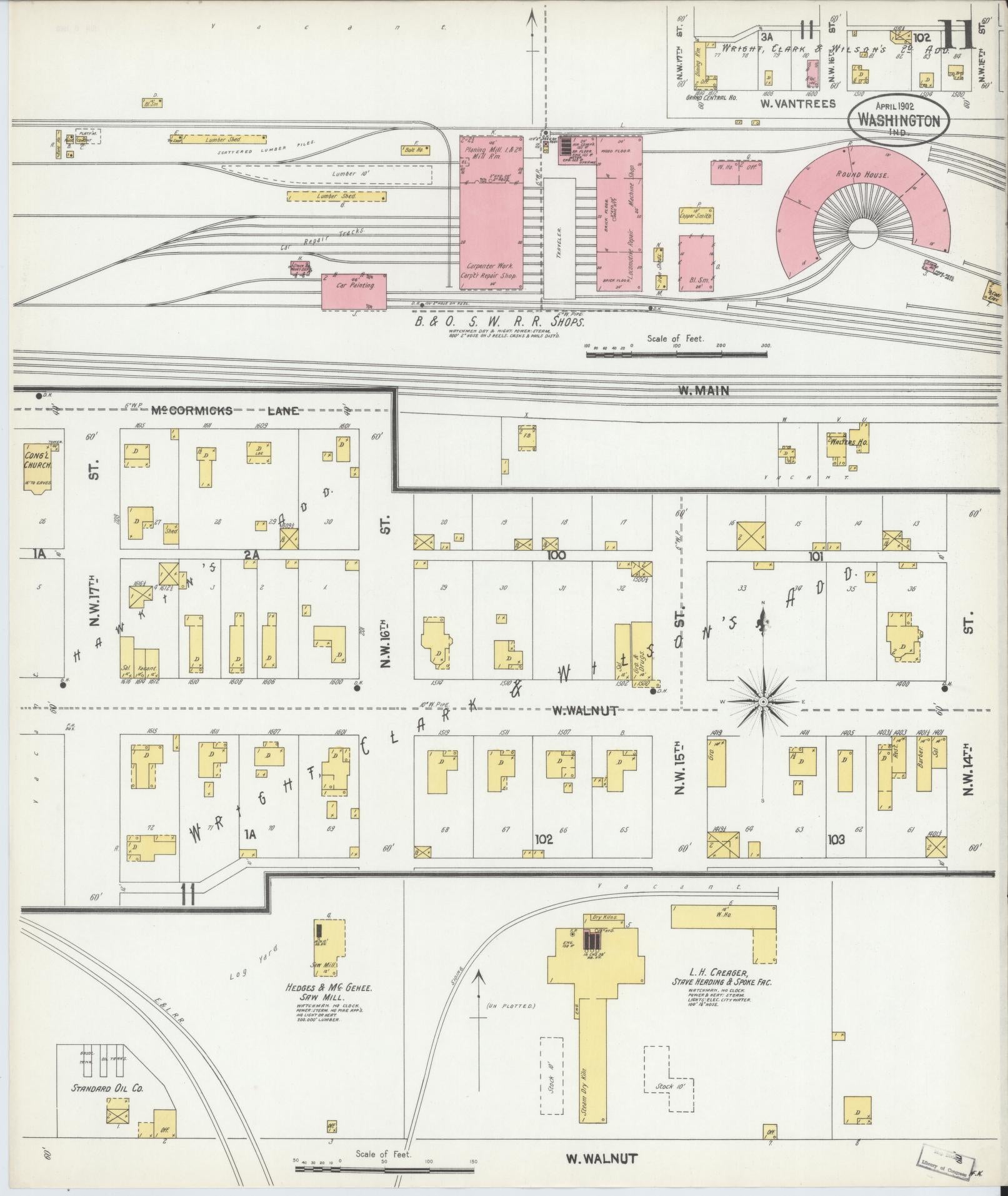 Sanborn Fire Insurance Map from Washington, Daviess County, Indiana (1902), Sheet #0011 - Complete Map Set gallery image, historic Sanborn map, vintage wall art, Washington Washington