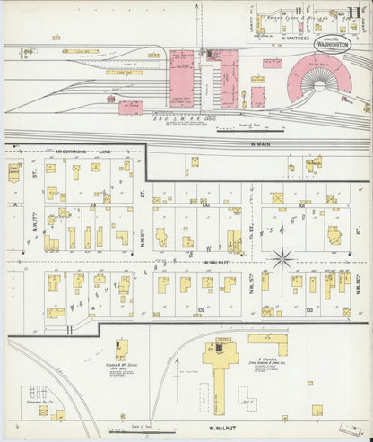 Sanborn Fire Insurance Map from Washington, Daviess County, Indiana (1902), Sheet #0011 - Complete Map Set gallery image, historic Sanborn map, vintage wall art, Washington Washington