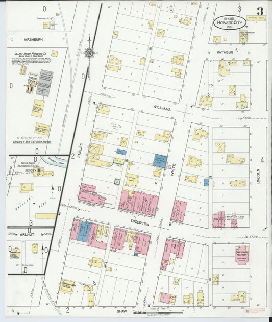Sanborn Fire Insurance Map from Howard City, Montcalm County, Michigan (1921), Sheet #0003 - Historic Sanborn Fire Insurance Map Print, vintage old map wall art, antique decor, genealogy gift, Michigan Michigan map