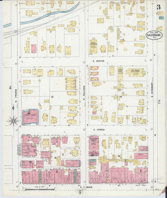 Sanborn Fire Insurance Map from Galesburg, Knox County, Illinois (1906), Sheet #0003 - Historic Sanborn Fire Insurance Map Print, vintage old map wall art, antique decor, genealogy gift, Illinois Illinois map