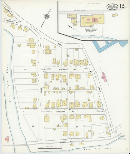 Sanborn Fire Insurance Map from Weston, Lewis County, West Virginia (1913), Sheet #0012 - Complete Map Set gallery image, historic Sanborn map, vintage wall art, West Virginia West Virginia