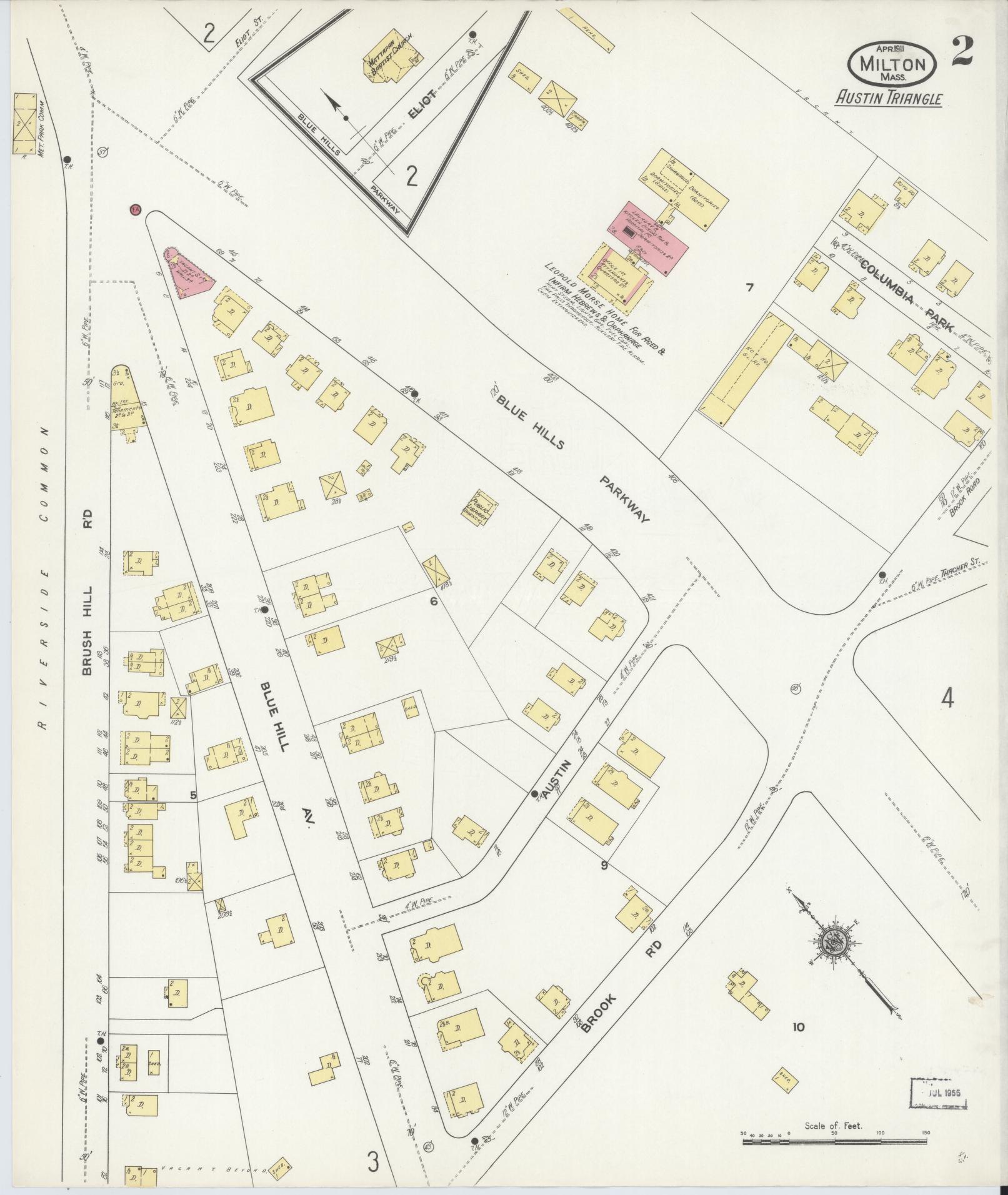 Sanborn Fire Insurance Map from Milton, Norfolk County, Massachusetts (1911), Sheet #0002 - Complete Map Set gallery image, historic Sanborn map, vintage wall art, Massachusetts Massachusetts