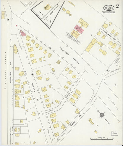 Sanborn Fire Insurance Map from Milton, Norfolk County, Massachusetts (1911), Sheet #0002 - Complete Map Set gallery image, historic Sanborn map, vintage wall art, Massachusetts Massachusetts