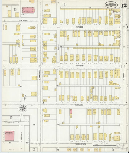 Sanborn Fire Insurance Map from Nanticoke, Luzerne County, Pennsylvania (1903), Sheet #0012 - Complete Map Set gallery image, historic Sanborn map, vintage wall art, Pennsylvania Pennsylvania
