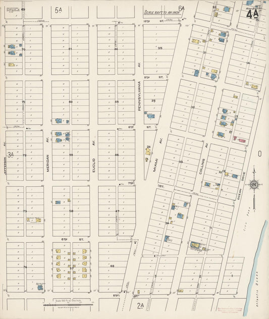 Sanborn Fire Insurance Map from Miami Beach, Dade County, Florida (1921), Sheet #0004 - Historic Sanborn Fire Insurance Map Print, vintage old map wall art, antique decor, genealogy gift, Florida Florida map