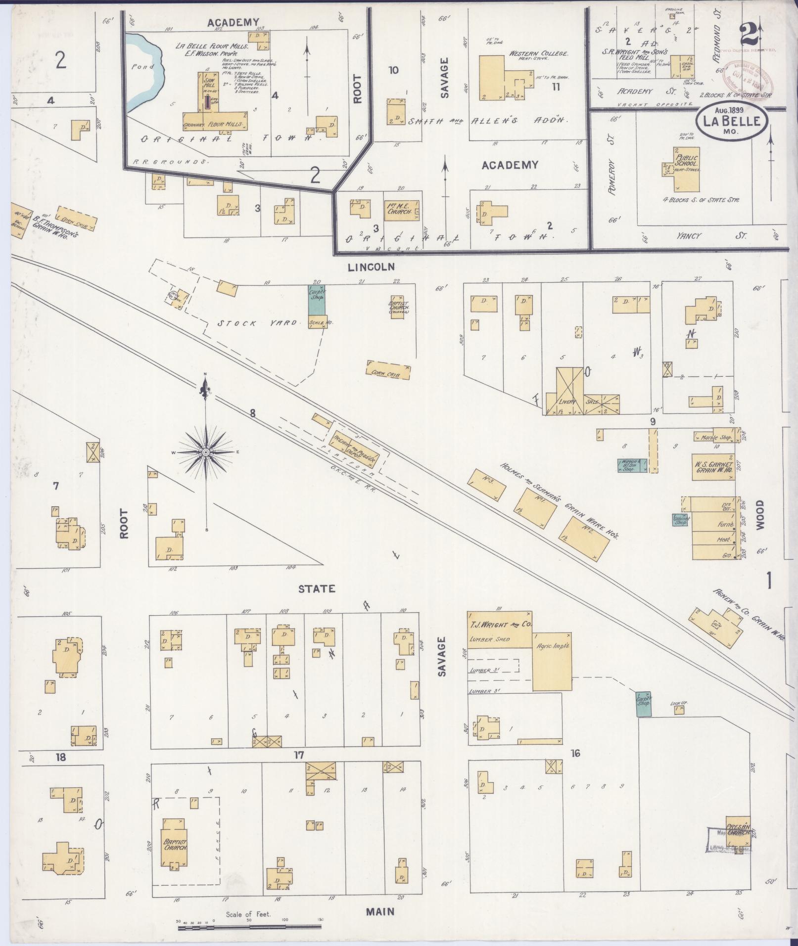 Sanborn Fire Insurance Map from La Belle, Lewis County, Missouri (1899), Sheet #0002 - Complete Map Set gallery image, historic Sanborn map, vintage wall art, Missouri Missouri