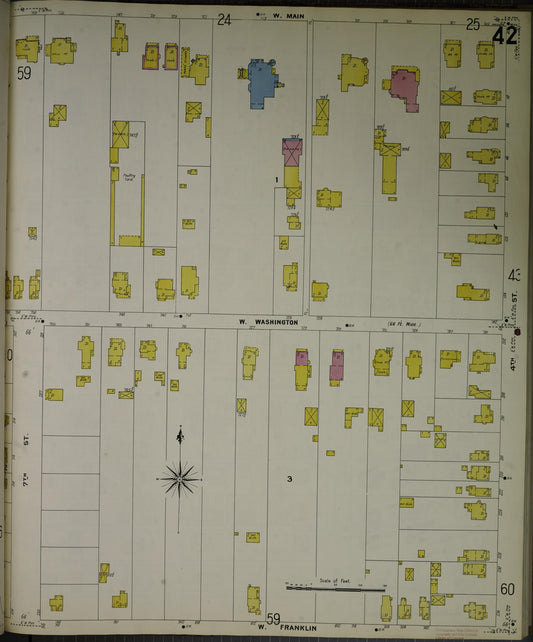 Sanborn Fire Insurance Map from Jackson, Jackson County, Michigan (1907), Sheet #0042 - Historic Sanborn Fire Insurance Map Print, vintage old map wall art, antique decor, genealogy gift, Michigan Michigan map