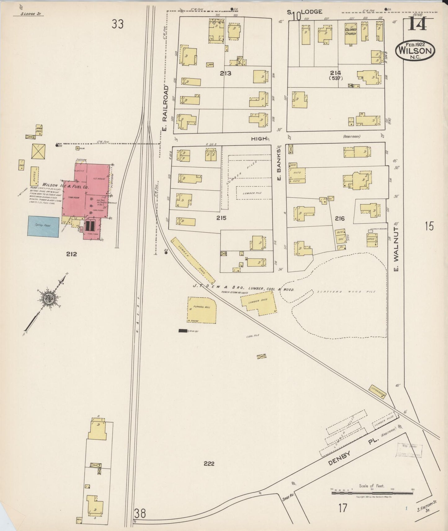 Sanborn Fire Insurance Map from Wilson, Wilson County, North Carolina (1922), Sheet #0014 - Complete Map Set gallery image, historic Sanborn map, vintage wall art, North Carolina North Carolina