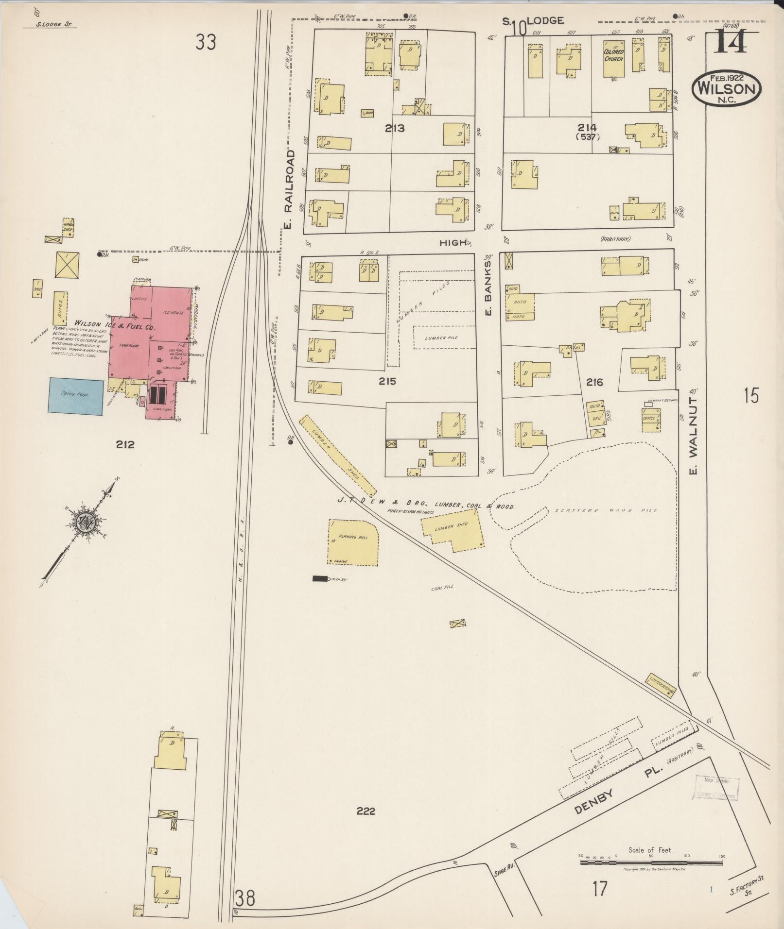Sanborn Fire Insurance Map from Wilson, Wilson County, North Carolina (1922), Sheet #0014 - Complete Map Set gallery image, historic Sanborn map, vintage wall art, North Carolina North Carolina