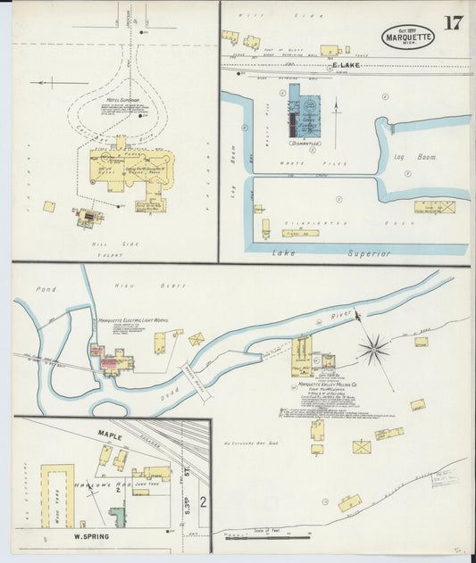 Sanborn Fire Insurance Map from Marquette, Marquette County, Michigan (1897), Sheet #0017 - Historic Sanborn Fire Insurance Map Print, vintage old map wall art, antique decor, genealogy gift, Michigan Michigan map