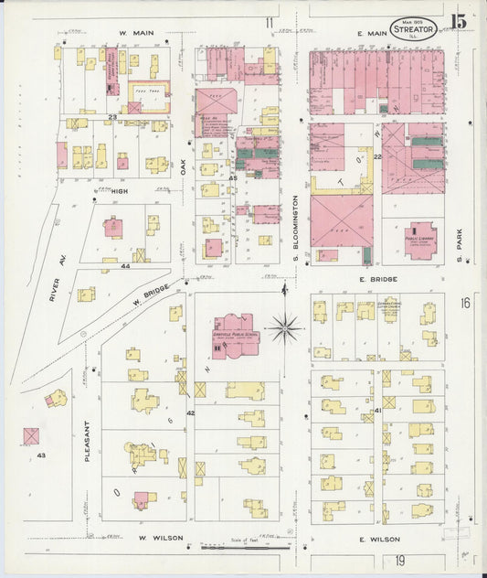 Sanborn Fire Insurance Map from Streator, La Salle County, Illinois (1909), Sheet #0015 - Historic Sanborn Fire Insurance Map Print, vintage old map wall art, antique decor, genealogy gift, Illinois Illinois map