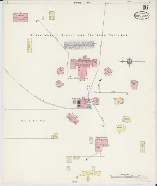 Sanborn Fire Insurance Map from Owatonna, Steele County, Minnesota (1915), Sheet #0016 - Historic Sanborn Fire Insurance Map Print, vintage old map wall art, antique decor, genealogy gift, Minnesota Minnesota map