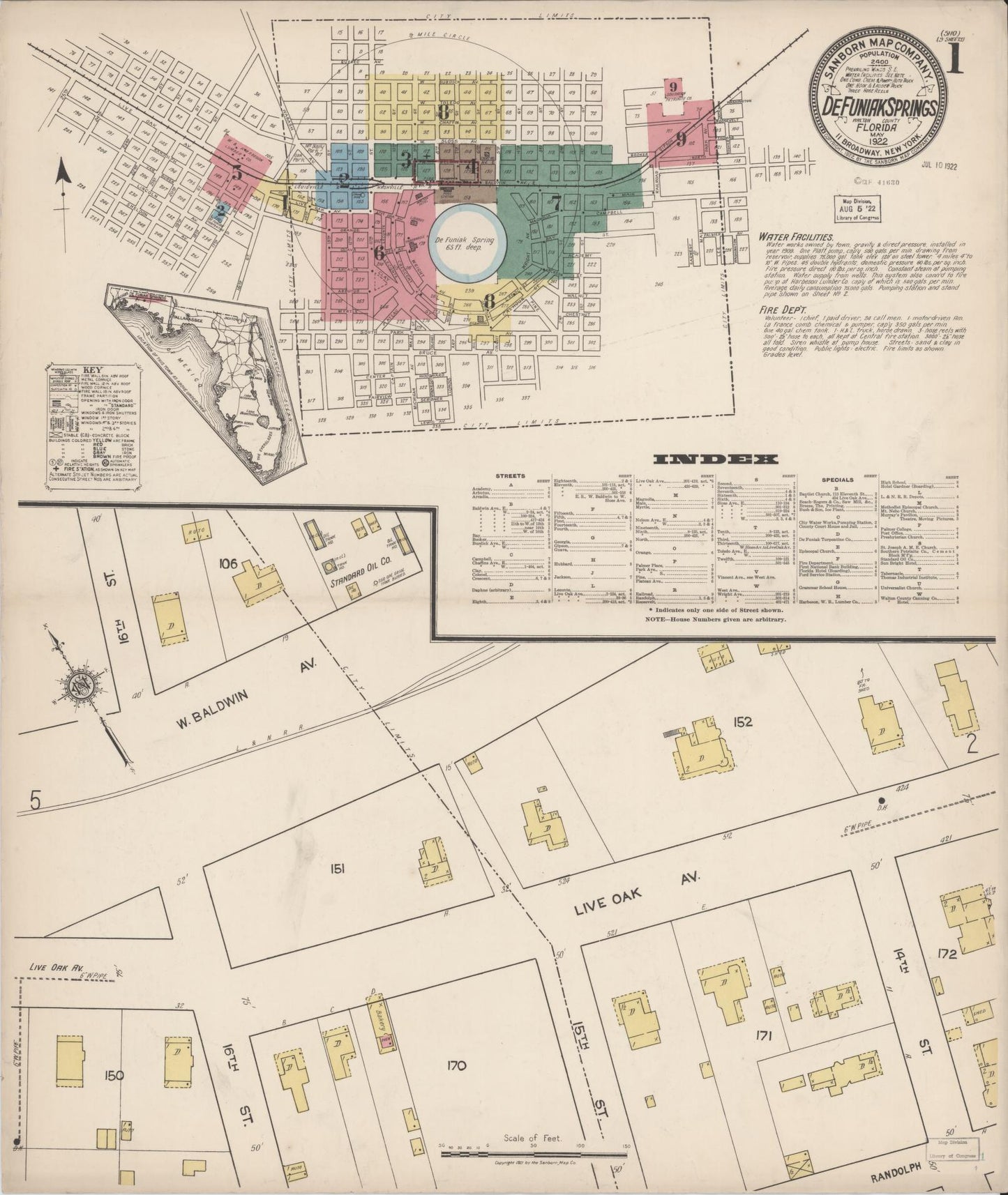 Sanborn Fire Insurance Map from De Funiak Springs, Walton County, Florida. (1922) – Historic Sanborn Fire Insurance Map Print