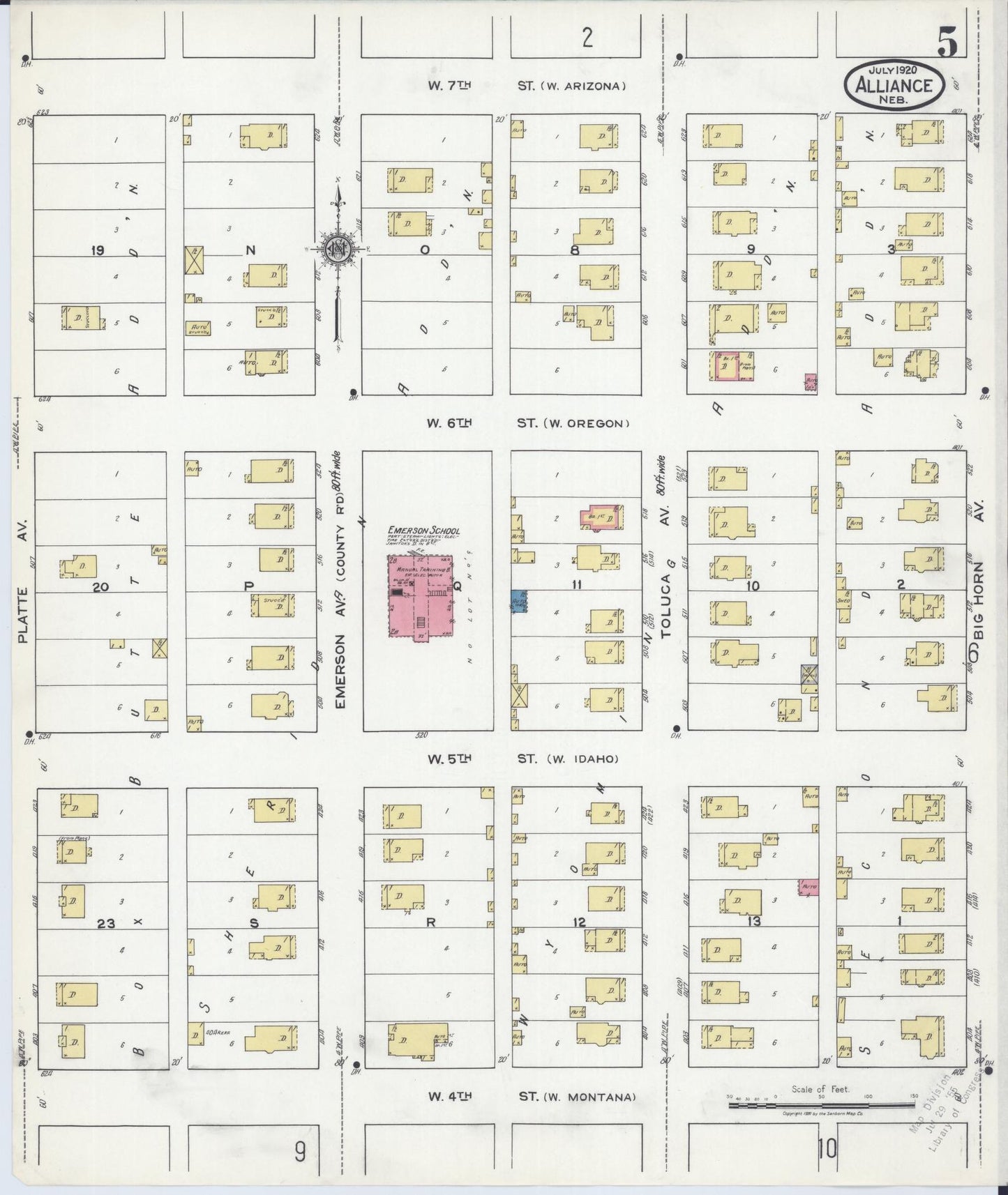 Sanborn Fire Insurance Map from Alliance, Box Butte County, Nebraska (1920), Sheet #0005 - Complete Map Set gallery image, historic Sanborn map, vintage wall art, Nebraska Nebraska