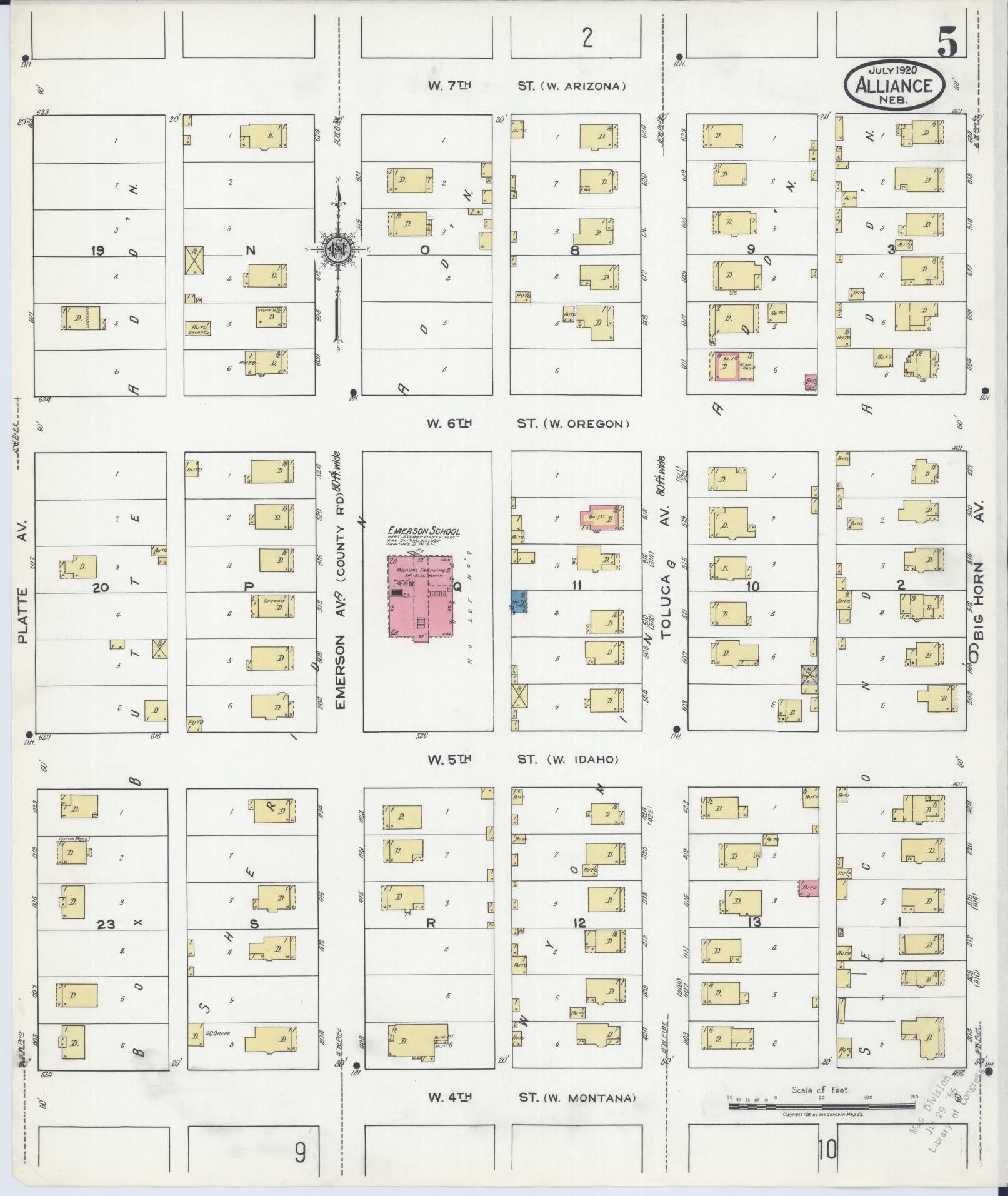 Sanborn Fire Insurance Map from Alliance, Box Butte County, Nebraska (1920), Sheet #0005 - Complete Map Set gallery image, historic Sanborn map, vintage wall art, Nebraska Nebraska