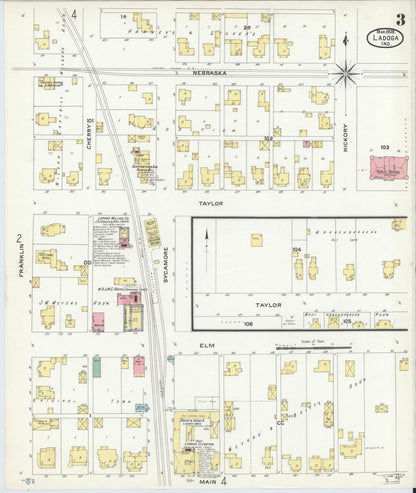 Sanborn Fire Insurance Map from Ladoga, Montgomery County, Indiana (1908), Sheet #0003 - Historic Sanborn Fire Insurance Map Print, vintage old map wall art, antique decor, genealogy gift, Indiana Indiana map