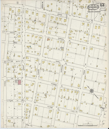 Sanborn Fire Insurance Map from Brownwood, Brown County, Texas (1915), Sheet #0013 - Complete Map Set gallery image, historic Sanborn map, vintage wall art, Texas Texas